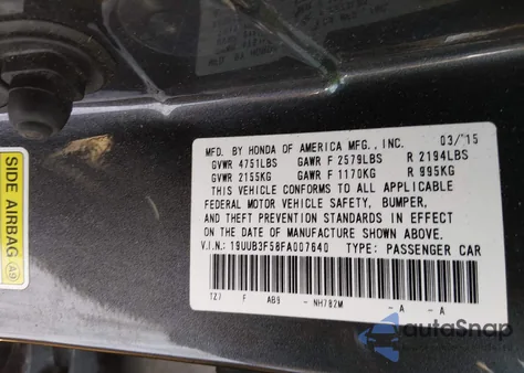 2015 Acura Tlx V6 Tech from USA, damaged, VIN 19UUB3F58FA007640